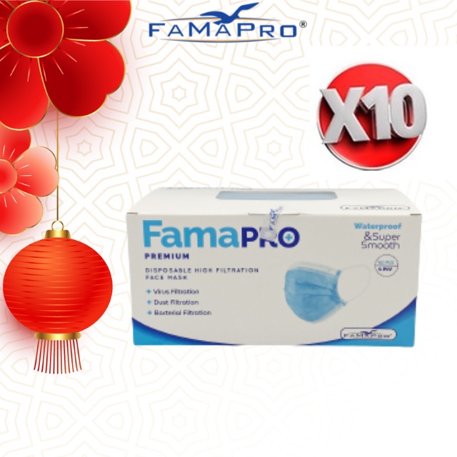 [PREMIUM COMBO 10] Khẩu trang y tế cao cấp 4 lớp kháng khuẩn Famapro Premium (40 cái/hộp)