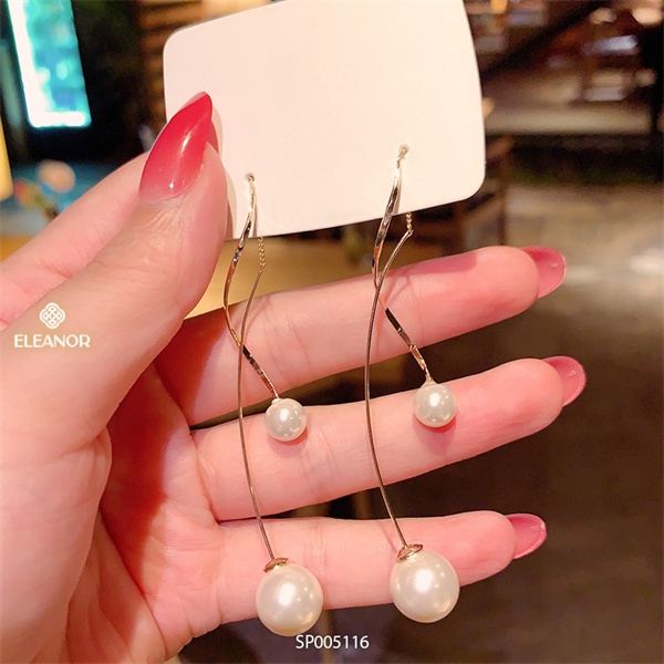 Bông tai nữ Eleanor Accessories dáng dài gắn ngọc nhân tạo thanh lịch phụ kiên trang sức 5116