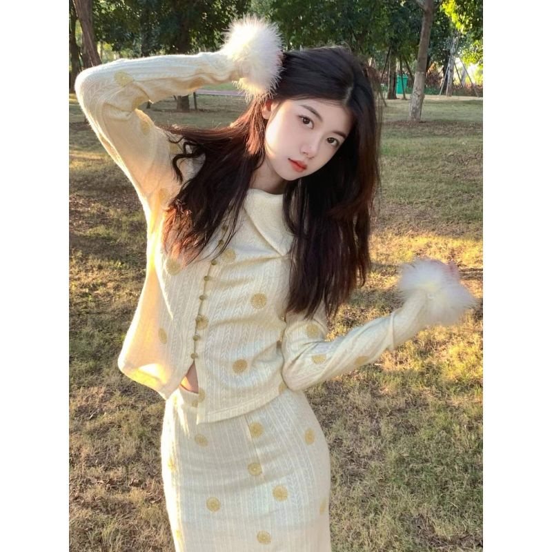 Áo Khoác Cardigan Dệt Kim Tay Dài Phong Cách Đà Điểu Phong Cách Thu Đông Mới