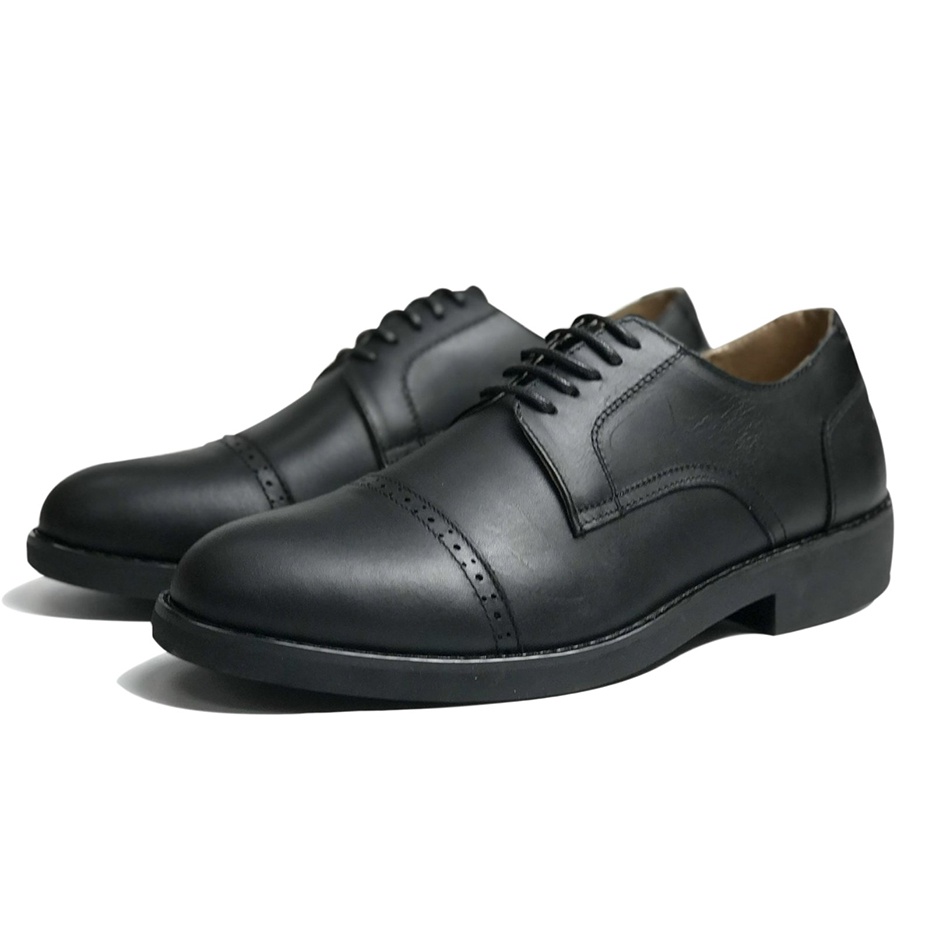 Giày tây nam công sở Derby Captoe MAD Black cao cấp thời trang bụi chính hãng giá rẻ tăng chiều cao 4cm