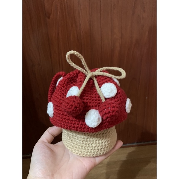 Túi handmade bằng len hình cây nấm độc và lạ ĐỰNG LÌ XÌ TẾT Cho bé