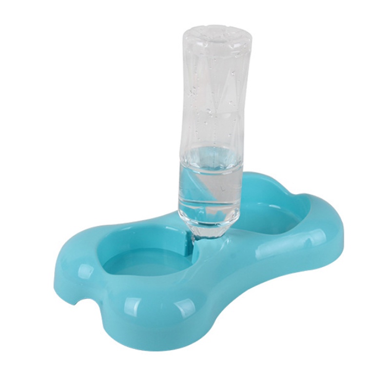 Bát Nhựa Đôi Hình Xương Có Nút Cấp Nước Uống Tự Động Dành Cho Thú Cưng (Không Kèm Bình)