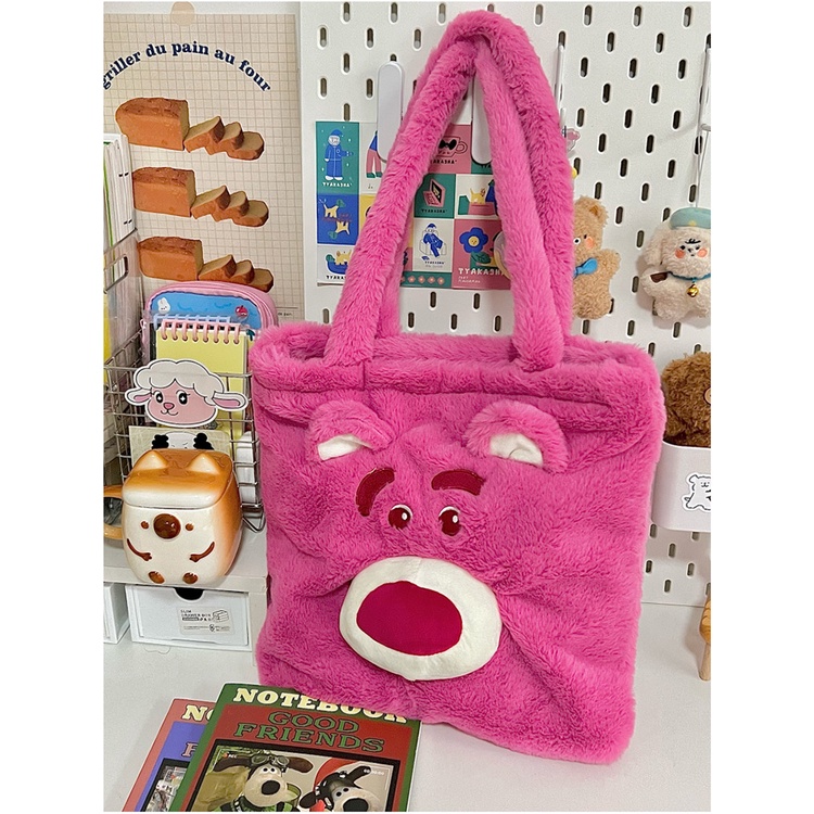 Disney Ba Lô Lông Xù Kiểu Hoạt Hình Gấu / Dâu Tây Đáng Yêu Cho Nữ