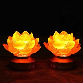 [HÀNG SẴN-MẪU SẠC ĐIỆN] CẶP 2 CHIẾC ĐÈN LED HOA SEN LƯU LY THỜ CÚNG TRANG TRÍ