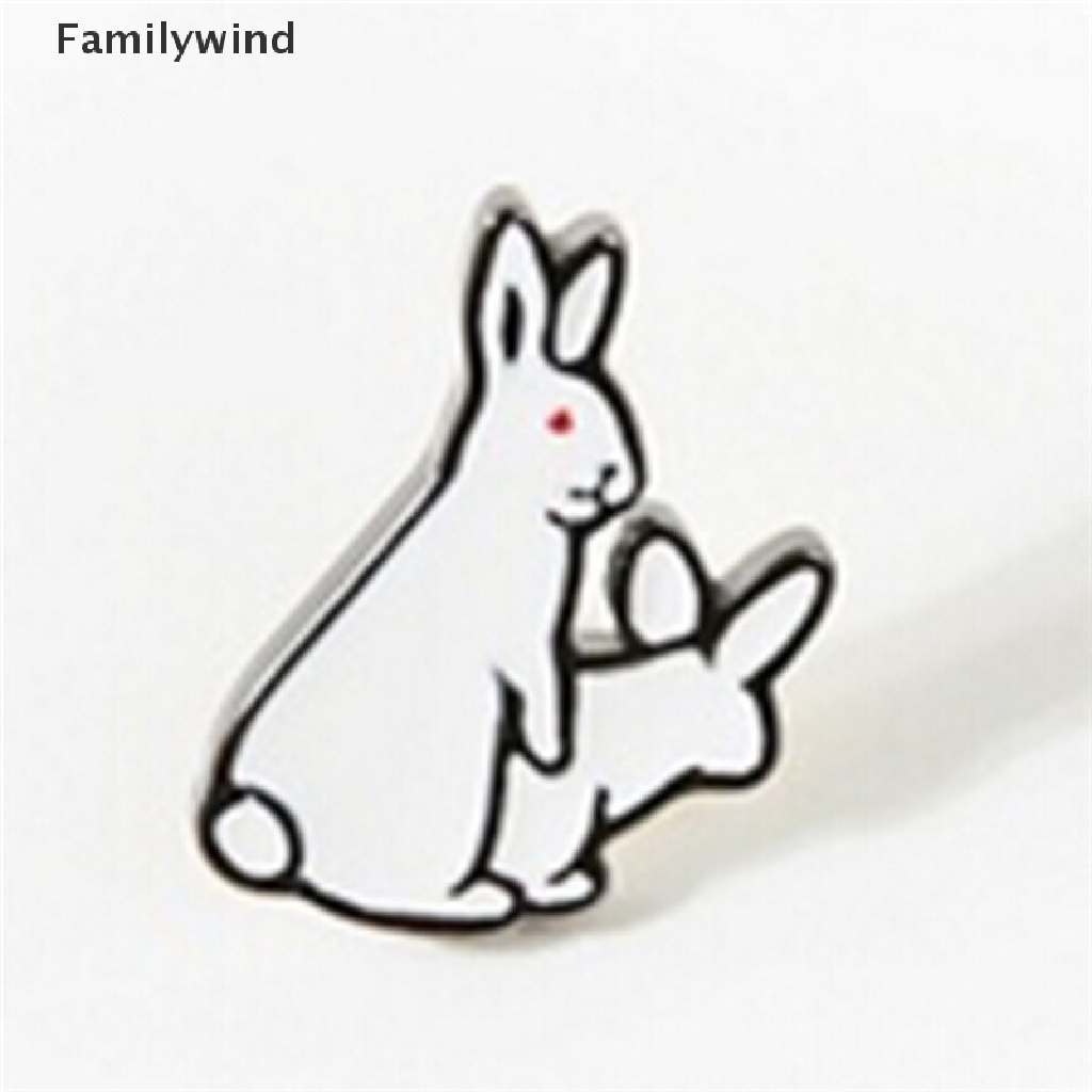Familywind &gt; Ghim Cài Áo Hình Hai Chú Thỏ Trắng Ác Quỷ Hoạt Hình Dễ Thương Làm Quà Tặng Cho Nữ