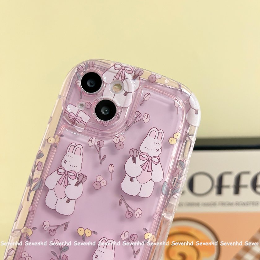 Ốp Điện Thoại Mềm Hình Thỏ Hồng Có Đệm Khí Cho iPhone 14 13 12 11 Pro Max Xs Max Xr X 7 8 6 6s +