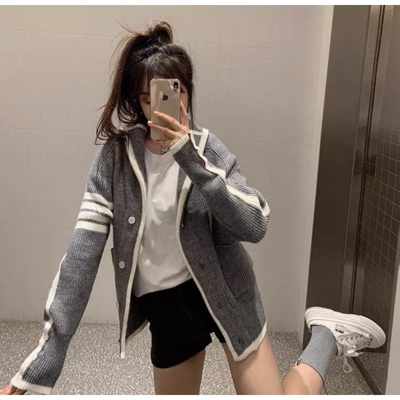 Áo Khoác Len Lông Thom Brown e Giấu Quần