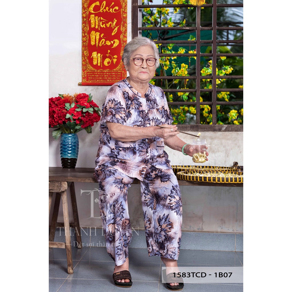 Đồ bộ Tole cho bà Thành Duyên, tay ngắn, quần dài, thoáng mát, không rút -1583TCD (B)