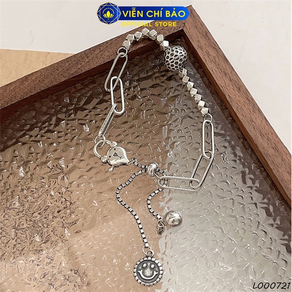 Lắc tay khóa gấu mặt cười chất liệu bạc Thái 925 thời trang phụ kiện trang sức Viễn Chí Bảo L000721