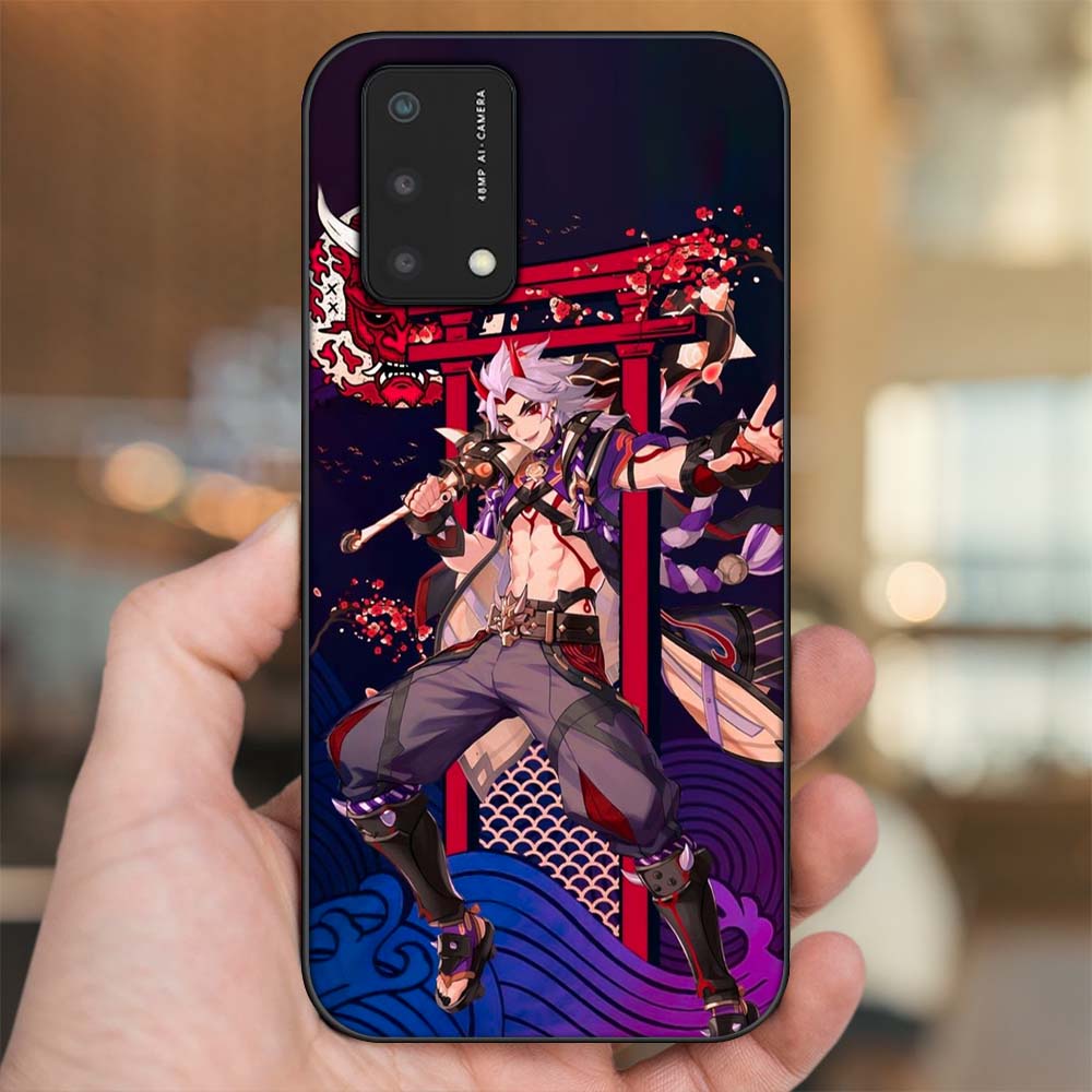Ốp lưng Oppo A74, A93 5G, A95 viền đen in hình Arataki Itto Genshin Impact