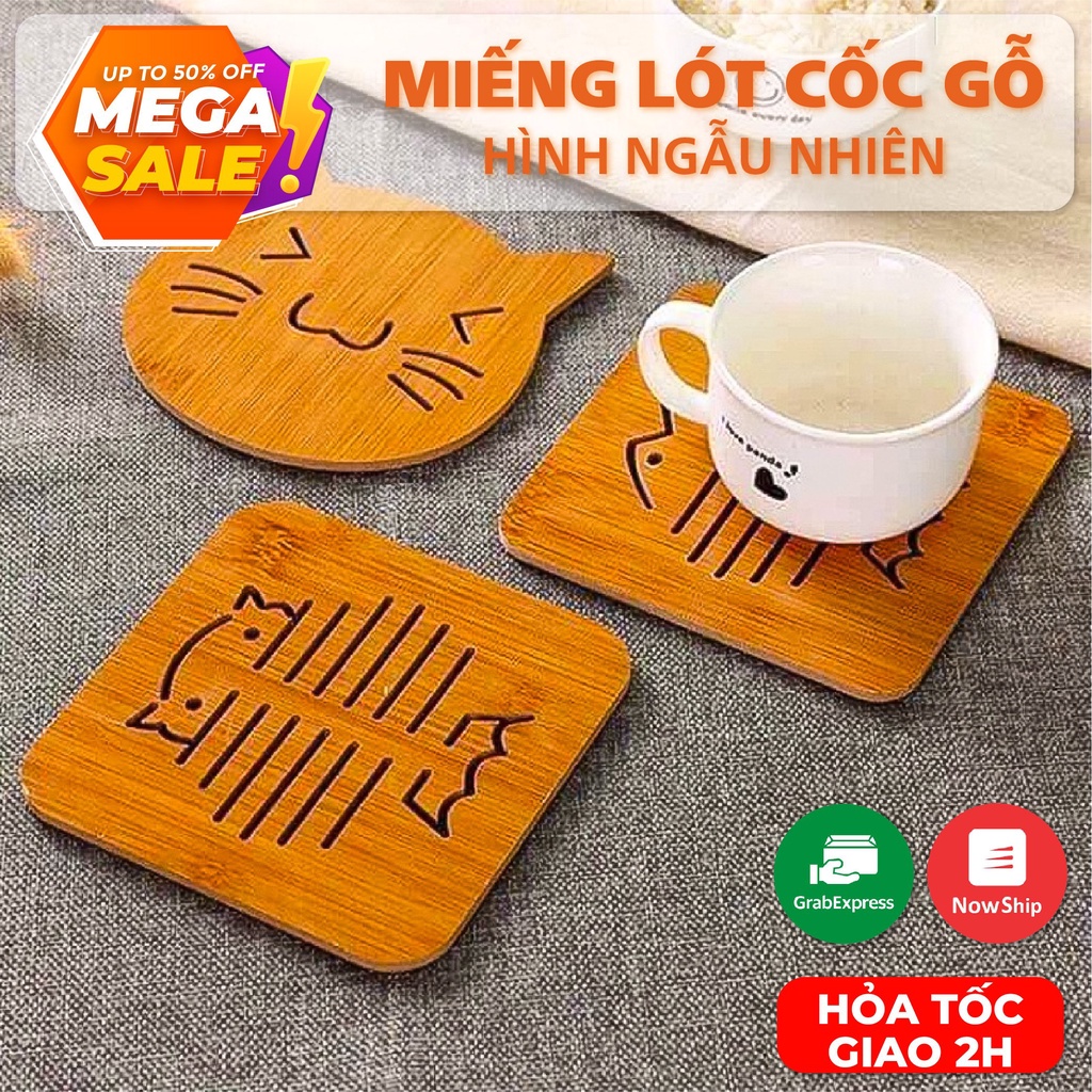 Miếng lót nồi lót cốc bằng gỗ cách nhiệt sang trọng nhiều hình