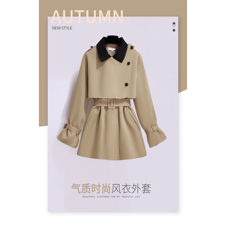 Áo Khoác Gió Ngắn Màu Đen Thời Trang Thu Đông 2022 Cho Nữ