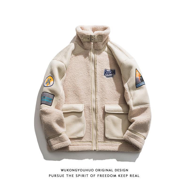 Áo Khoác Cổ Đứng Lót Lông Cừu Dày Dặn Dáng Rộng Phong Cách Hip Hop Mỹ Cá Tính Cho Cặp Đôi varsity jacket áo varsity jacket áo khoác varsity jacket varsity jacket nam varsity jacket 2hand áo varsity jacket nam varsity jacket bomber