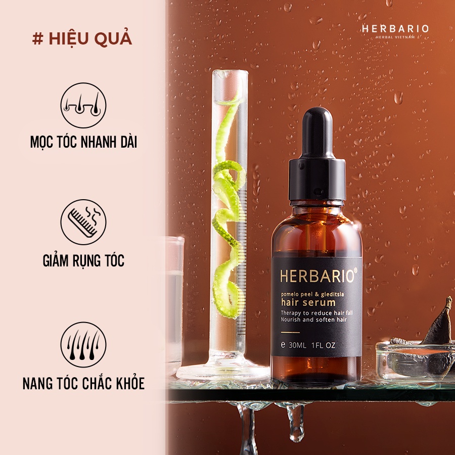 Combo nước xịt dưỡng tóc vỏ bưởi & Bồ kết herbario 100ml + Serum mọc tóc vỏ bưởi & Bồ kết herbario 30ml