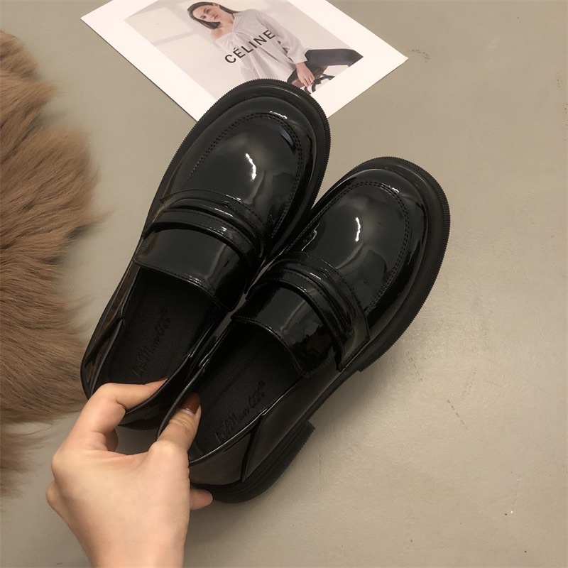 1887 Giày Lười Nữ Loafer Da Mềm, Giày Loafer Moca Nữ Siêu Nhẹ Giày Mọi Mũi Vuông Tròn Đế 5cm 3cm Da Lì Bóng CÓ SẴN