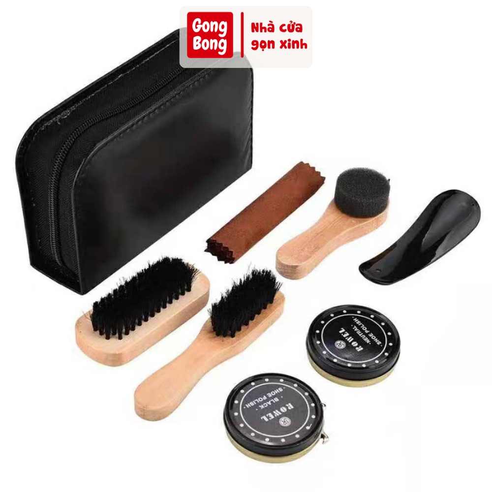 Combo vệ sinh giày 7 món bộ xi đánh giày da và các loại túi da vật dụng da tiện dụng dễ dàng mang đi xa