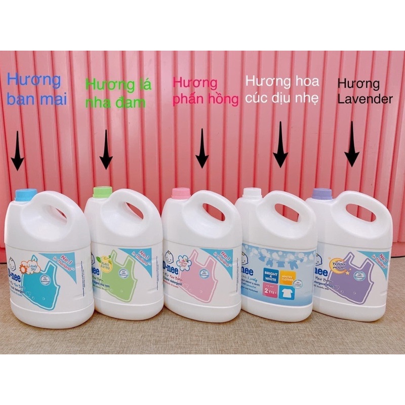 Nước giặt Dnee can 3 lít đủ 5 màu phù hợp với làn da nhạy cảm của bé
