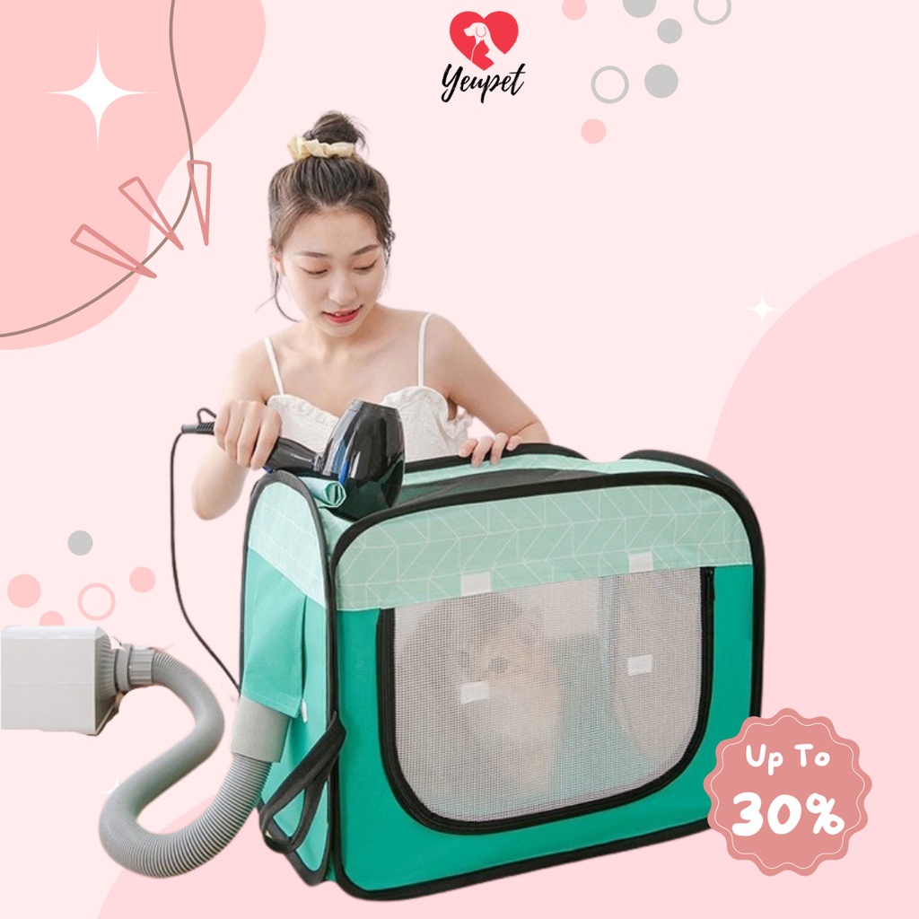 Lồng sấy chó mèo Yeupet vải lưới gấp gọn thoáng khí 2 lỗ thông khí tuần hoàn khô nhanh tiện lợi thú cưng_Mcm01