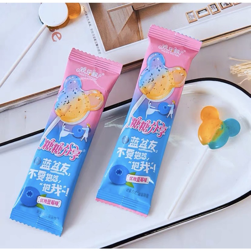 Combo 5 cây Kẹo mút hình Gấu hương vị trái cây hỗn hợp, Kẹo Happy Monkey đầy màu sắc - Quà tặng cho trẻ nhỏ