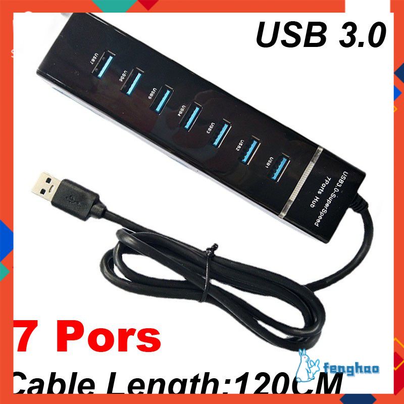 Bộ Chia 7 Cổng Usb 3.0 Dài 120cm Tốc Độ Cao Cho Máy Tính / laptop / notebook / Ổ Cứng Di Động
