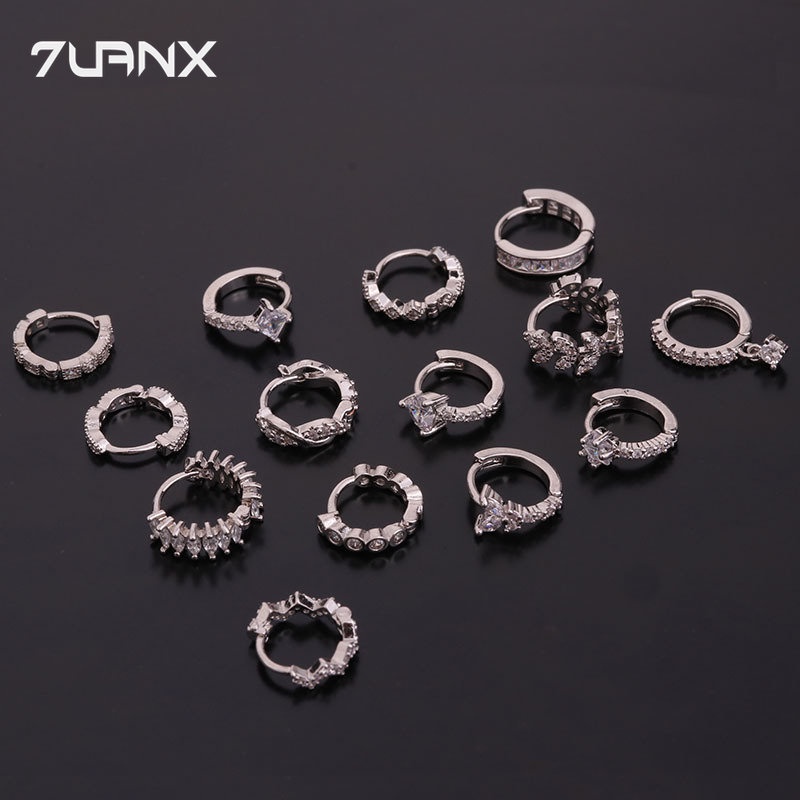 Đôi hoa tai 7UANX tròn mini 8mm thời trang cho nữ