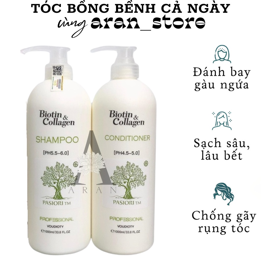 Cặp Dầu Gội Xả Biotin Trắng 1000ml