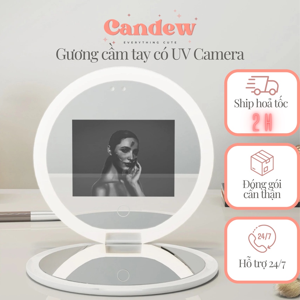 Gương cầm tay có camera UV công nghệ FENCHILIN soi kem chống nắng giúp theo dõi hiệu quả A001