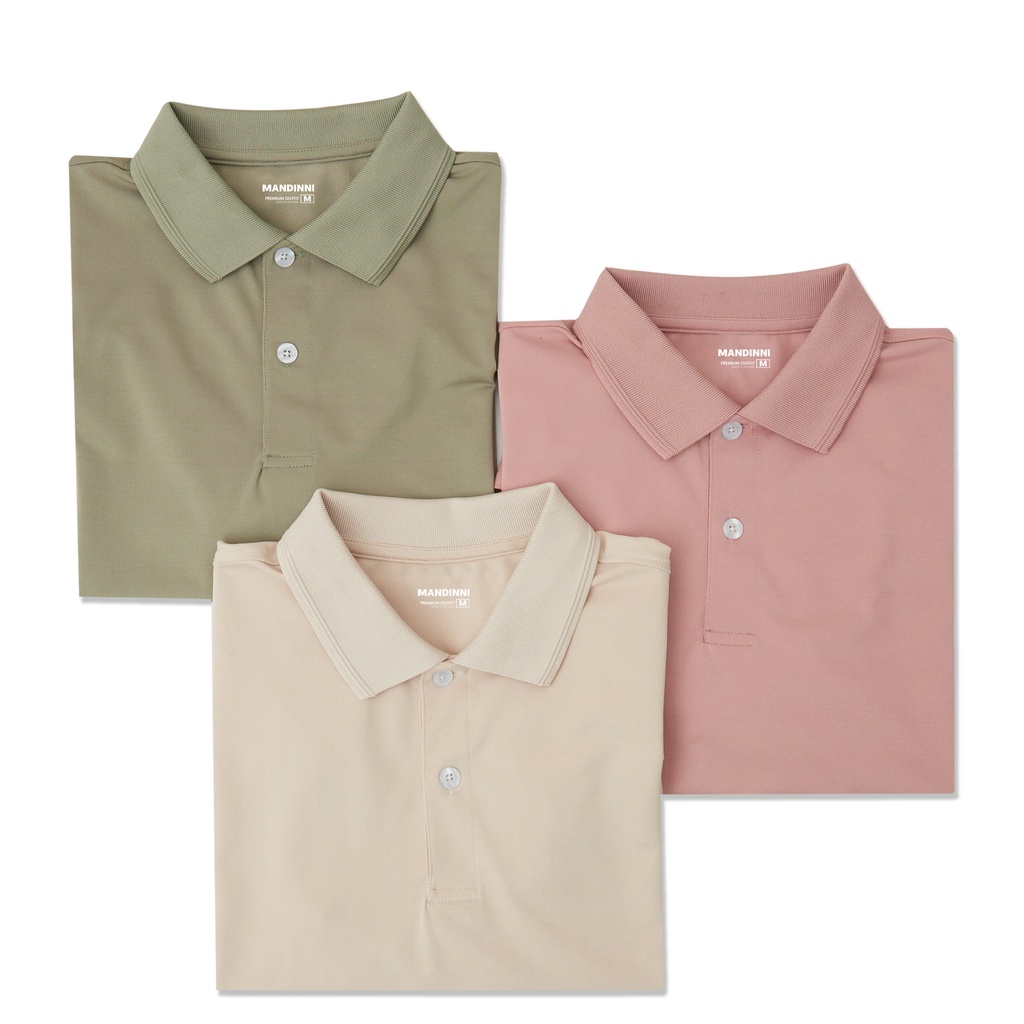 Áo Polo Nam trơn basic MANDINNI, chất liệu vải cotton CVC Thoáng Mát, Thiết Kế Trẻ Trung - PASTEL