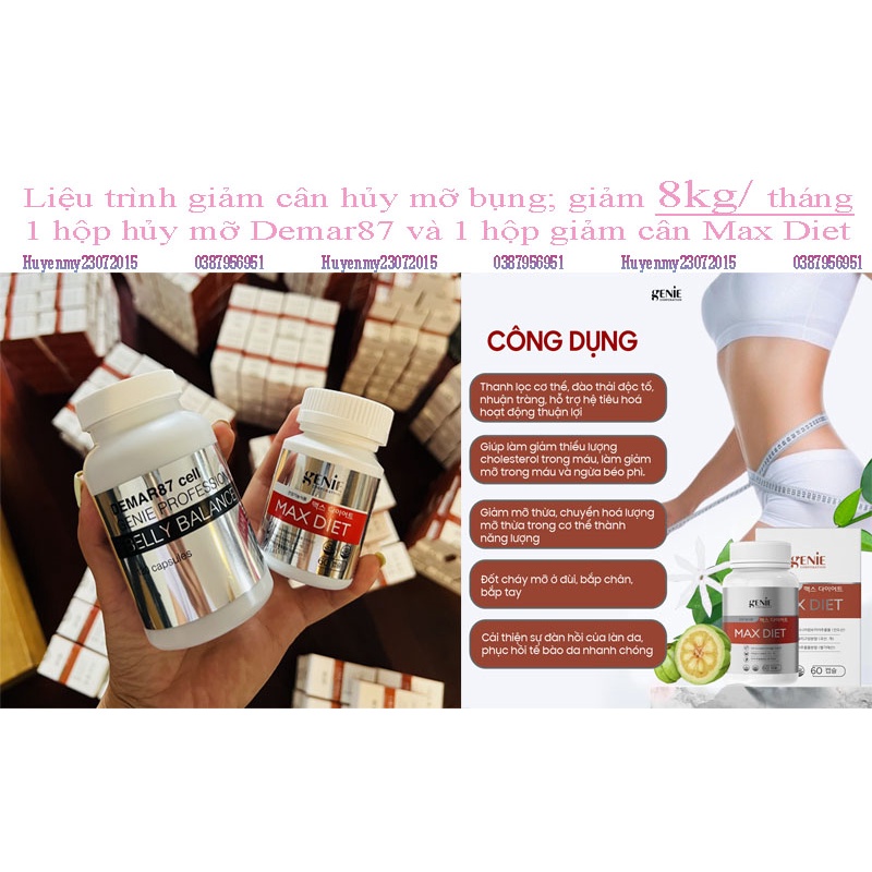 COMBO GIẢM CÂN MAX DIET VÀ HUỶ MỠ DEMAR 87 GENIE