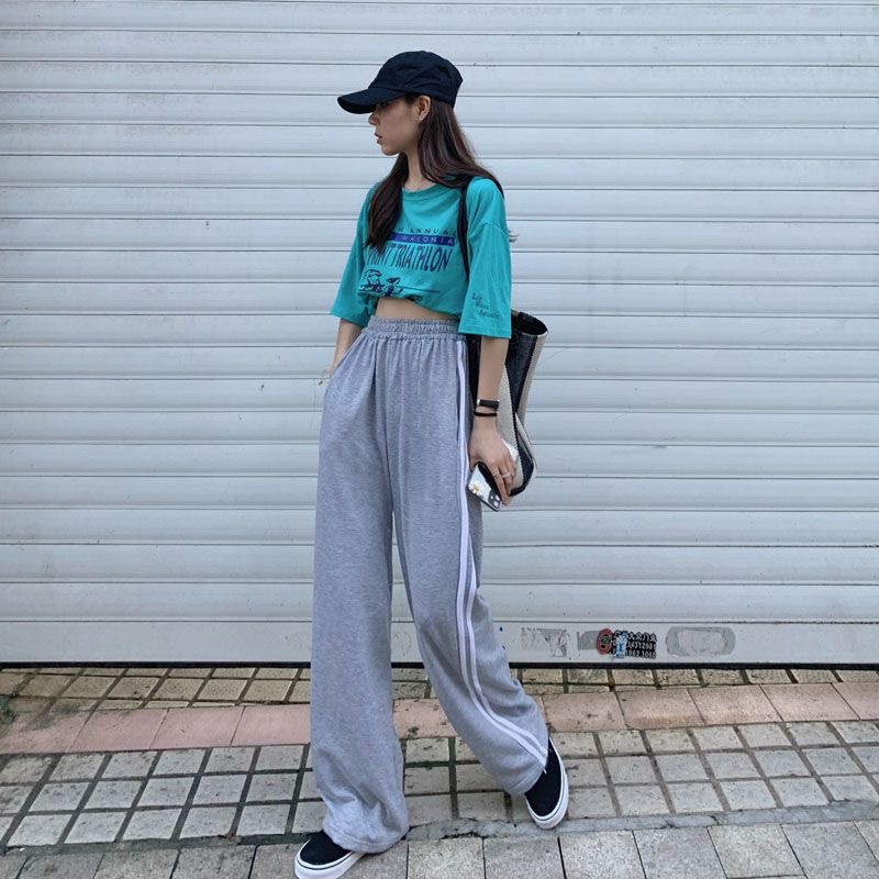 Quần Thể Thao Ống Rộng Lưng Cao Phong Cách Hip Hop Đường Phố 2023