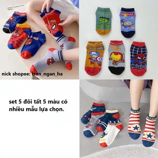 5 đôi tất trẻ em hình siêu nhân cổ ngắn đủ size từ 1-5 tuổi