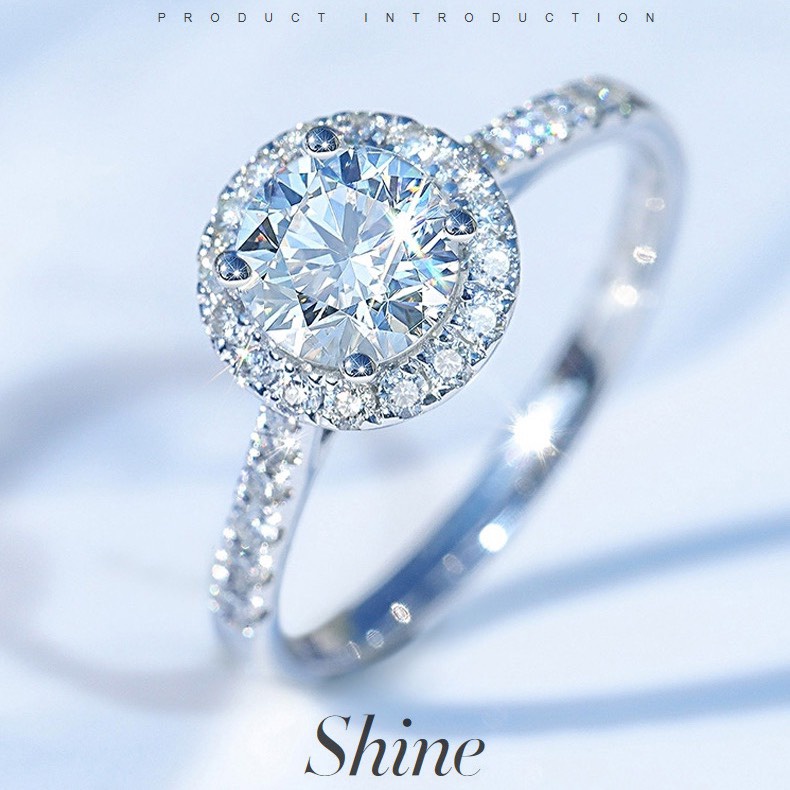 Nhẫn đá moissanite kim cương nhân tạo