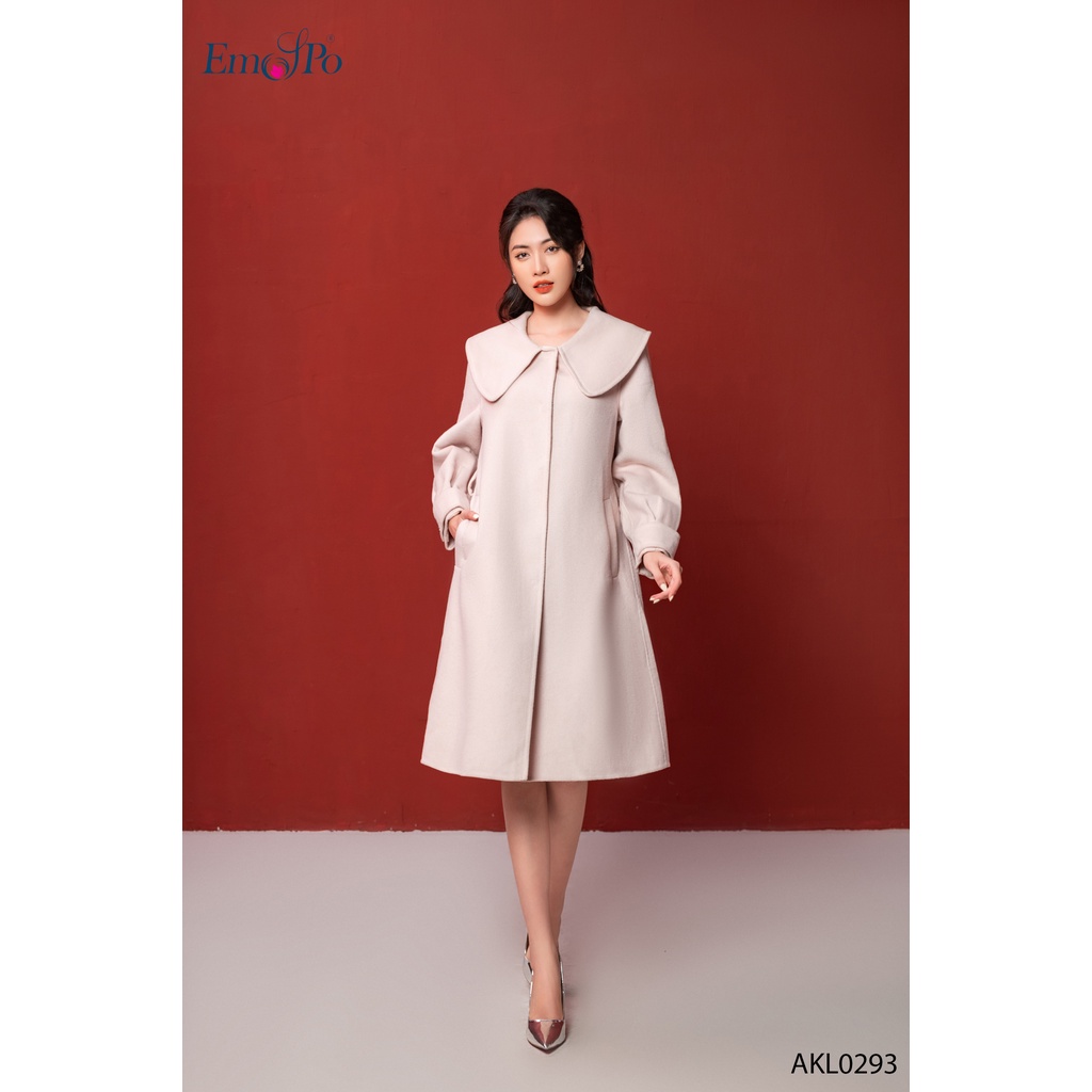 Áo khoác dạ Cashmere Emspo cổ sen dáng dài AKL0293