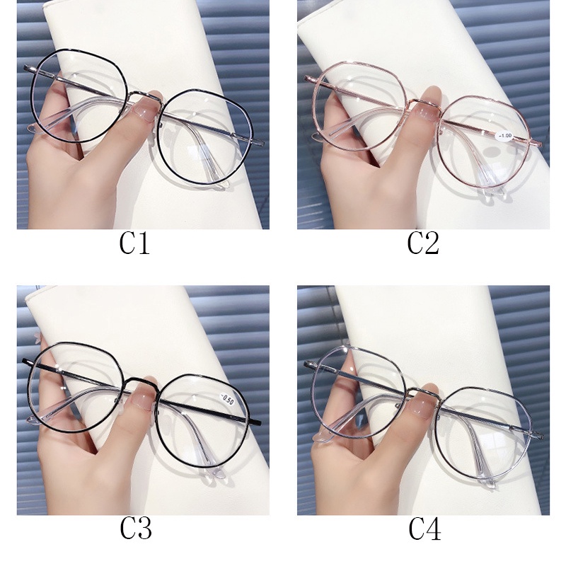 Kính Mát Gọng Kim Loại Hình Oval Chống Bức Xạ Ánh Sáng Xanh Thời Trang Cho Nữ