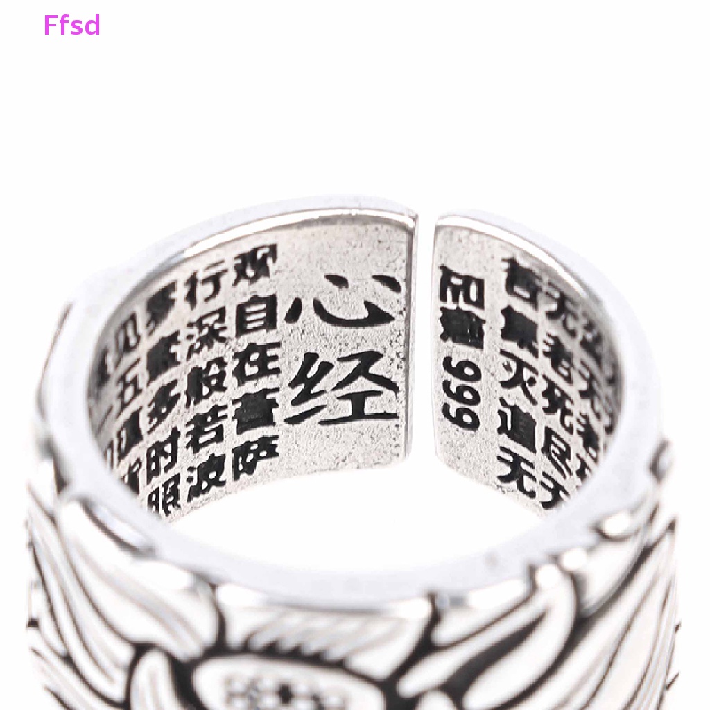 {Ffsd} Nhẫn Hở Hình Hoa Sen / Trái Tim Phật Giáo Màu Bạc Cho Nam Sutra * Bán Chạy