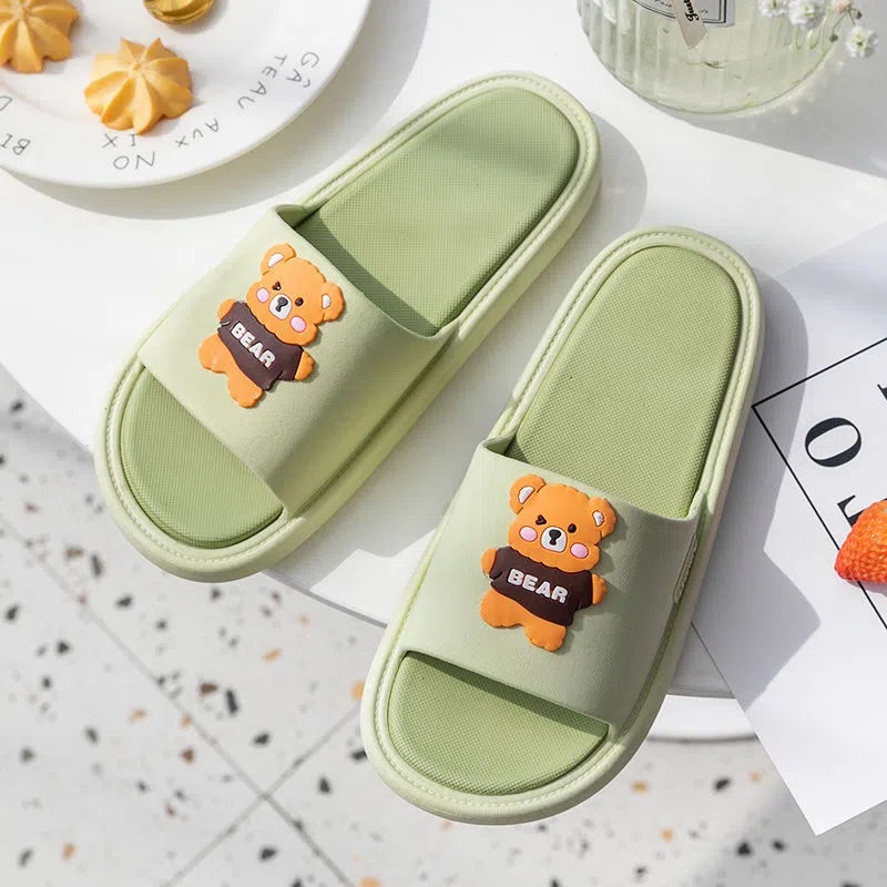 Dép đi trong nhà kiểu dáng hoạt hình dễ thương đế phẳng chống trơn trượt cho học sinh