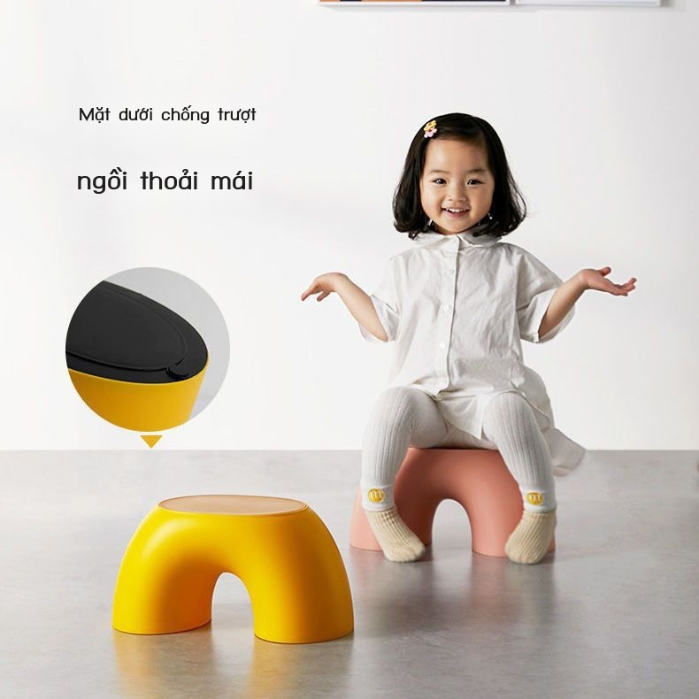 Ghế băng nhỏ cho trẻ em Ghế đẩu cầu vồng hình tròn đơn giản Ghế đẩu thay giày dày chống trượt