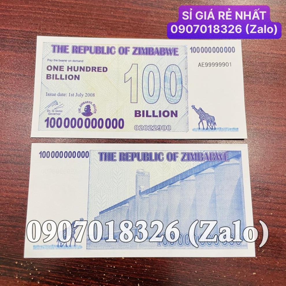 [HÓT] Tờ lưu niệm 100 Tỷ Zimbabwe siêu khủng lì xì tết, bảo an phát quang , Giá Sỉ