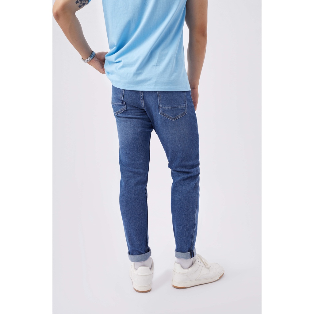Quần jean nam xanh cao cấp MENFIT 0421 chất denim co giãn nhẹ 2 chiều, chuẩn form, thời trang