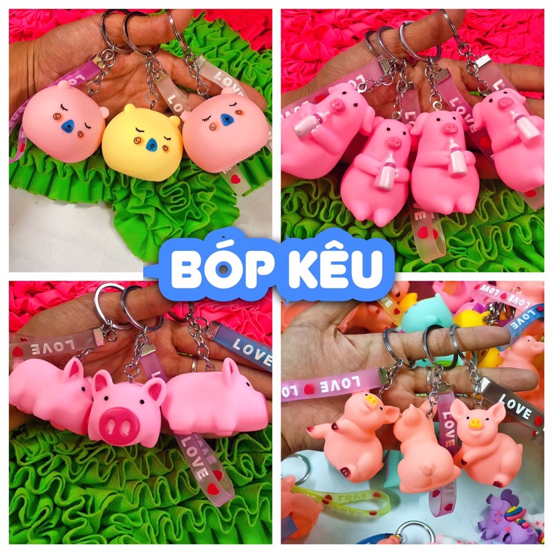 MÓC KHOÁ Hình HEO TRÒN - Đáng Yêu - BÓP KÊU Chít Chít - Chất Silicon Mềm - XỊN XÒ