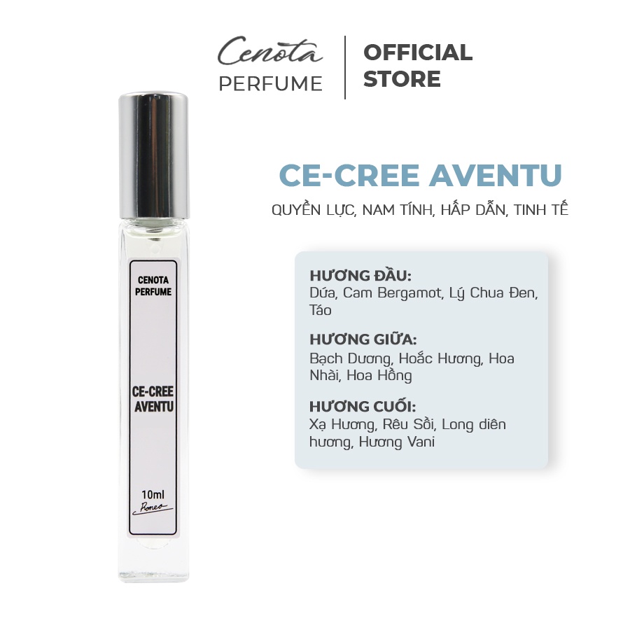 Tinh Dầu Nước hoa Cenota -Cree Aventu 10ml, Quyền lực, Nam tính, Hấp dẫn, Tinh tế