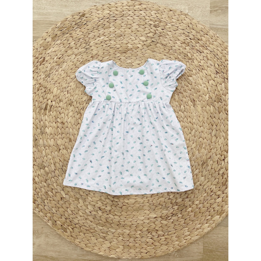 Váy Đầm Bé Gái BabyDoll Cổ Vuông 6 Nút -M192, M193, M194, M195