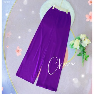 Quần lụa áo dài nữ, quần lụa tím có lưng chun dài 104cm CHUU F9001