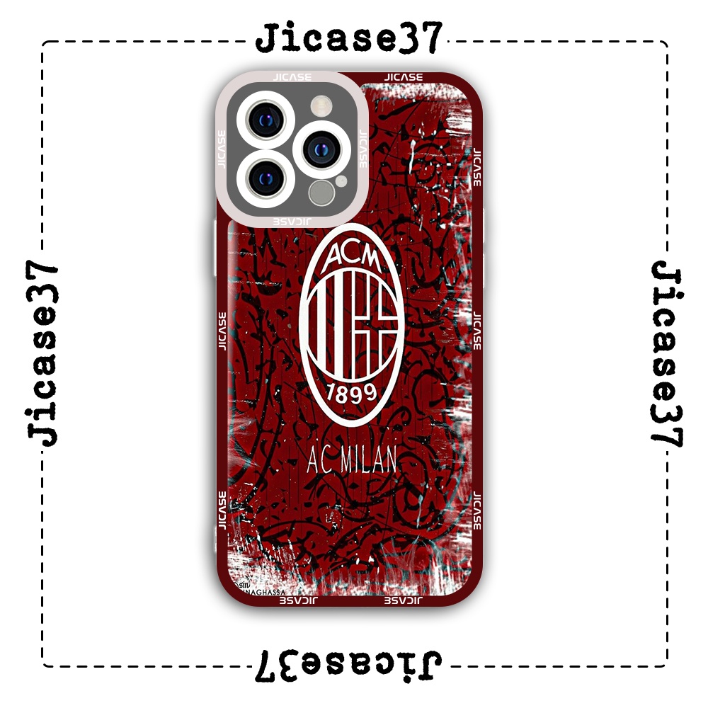 Ốp lưng iphone cạnh vuông Jicase logo ac milan trắng 6plus/6s/6splus/7/7plus/8/8plus/x/xs/11/12/pro/max/plus/promax