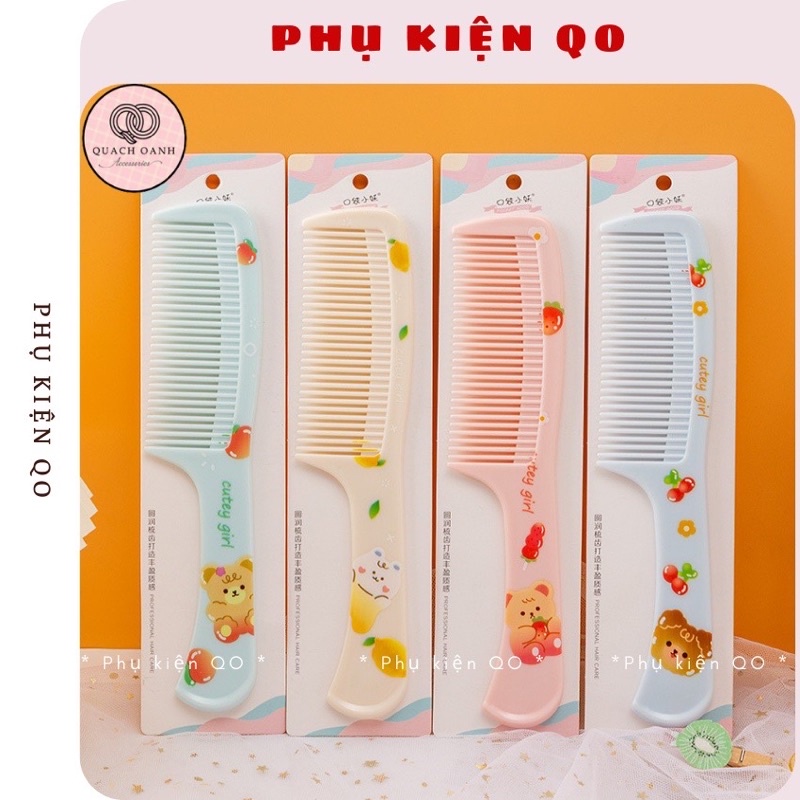 Lược thưa gỡ tóc rối họa tiết siêu xinh