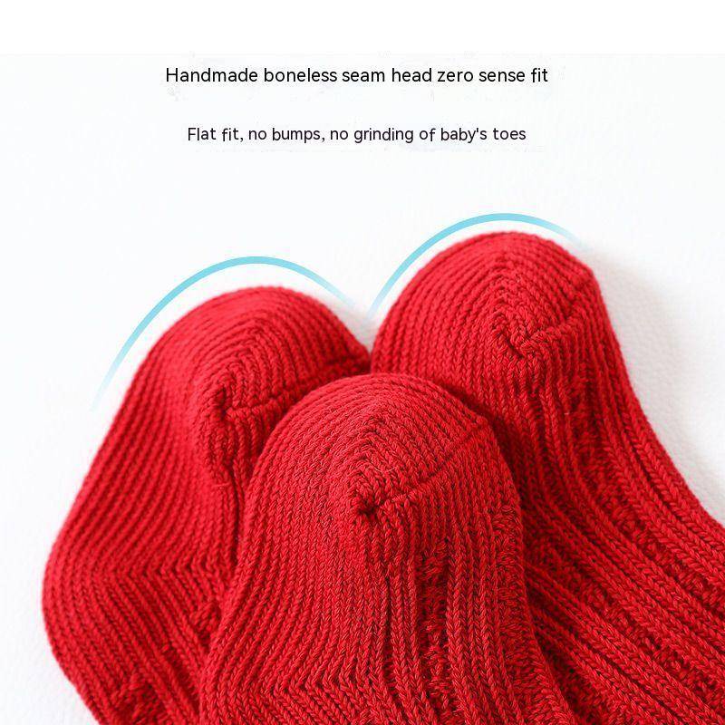 Vớ Cotton Cổ Cao Màu Đỏ Đính Nơ Thời Trang Giáng Sinh Năm Mới Cho Bé Gái Sơ Sinh