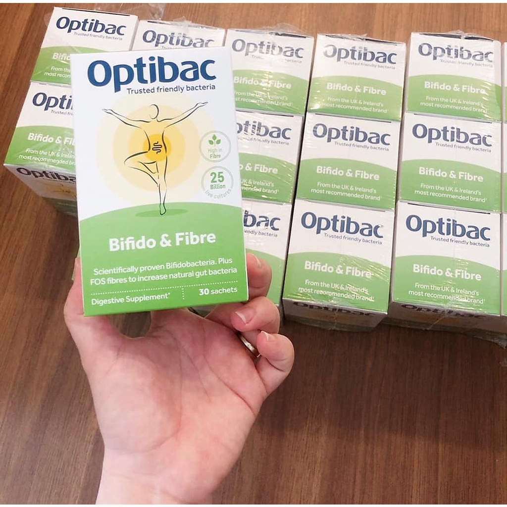 Men Vi Sinh OPTIBAC Xanh Lá Ngừa Táo Bón Hộp 30 Gói