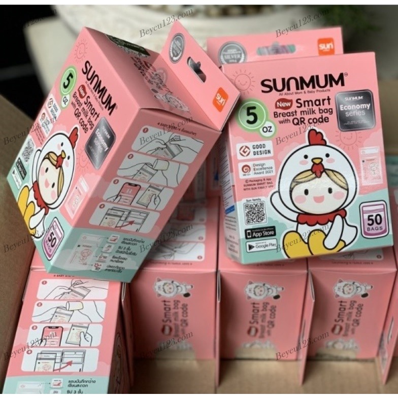 Hộp 50 túi trữ sữa mẹ SUNMUM - 150ml / 250ml - Thái Lan - SM