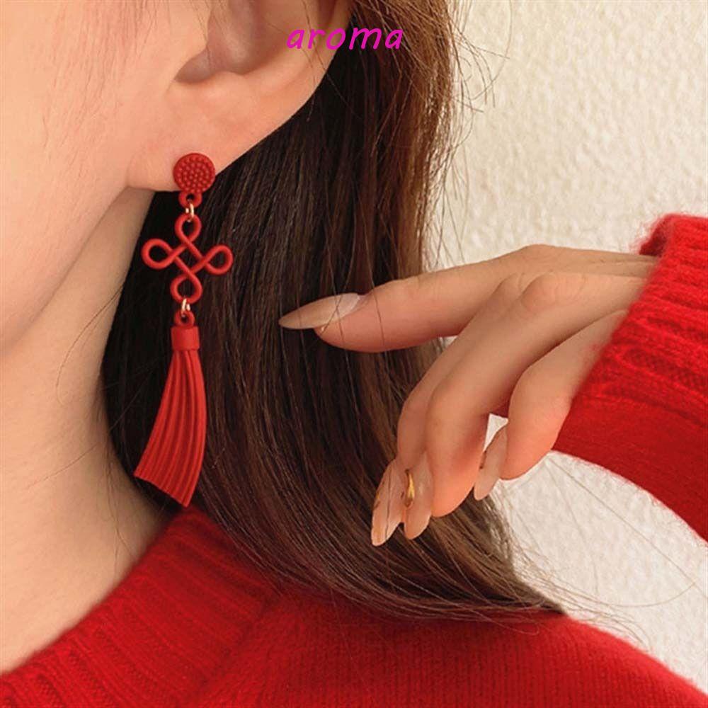 Khuyên Tai Thả Nút Thắt Kiểu Trung Hoa Năm Mới Cho Bạn Gái