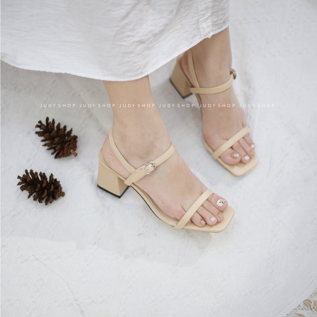 Giày Xăng Đan Nữ - Giày Sandal SKL Dây Mảnh Ngang Da Mềm Cao 7p VNXK